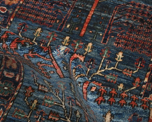 6 Ft Blue Aryana Afghan Hand Knotted Veg Dye Wool Runner Rug