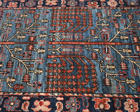 6 Ft Blue Aryana Afghan Hand Knotted Veg Dye Wool Runner Rug