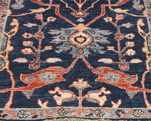 6 Ft Blue Aryana Afghan Hand Knotted Veg Dye Wool Runner Rug