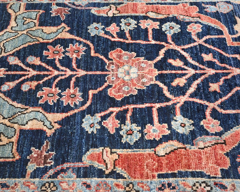 6 Ft Blue Aryana Afghan Hand Knotted Veg Dye Wool Runner Rug