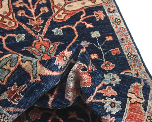 6 Ft Blue Aryana Afghan Hand Knotted Veg Dye Wool Runner Rug