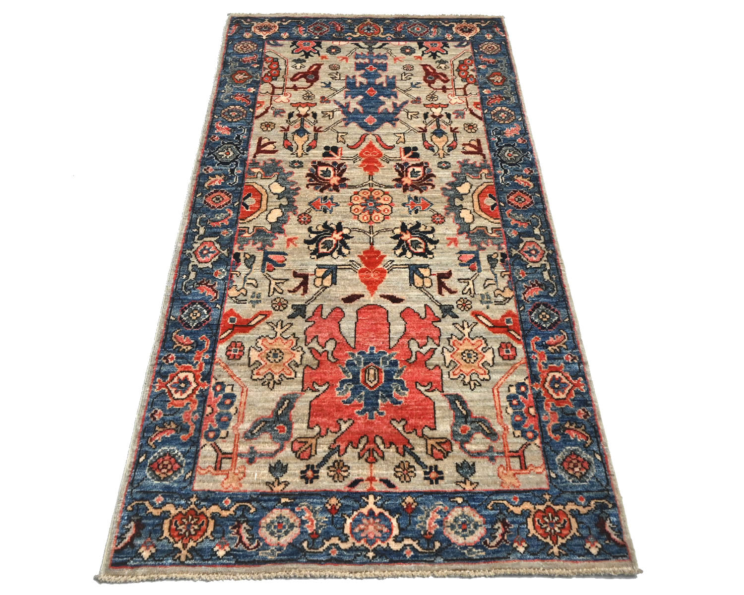 3x6 Gray Blue Aryana Afghan Hand Knotted Veg Dye Wool Area Rug