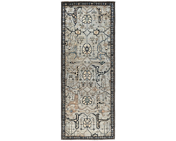 6 Ft Silver Gray Aryana Afghan Hand Knotted Veg Dye Wool Runner Rug