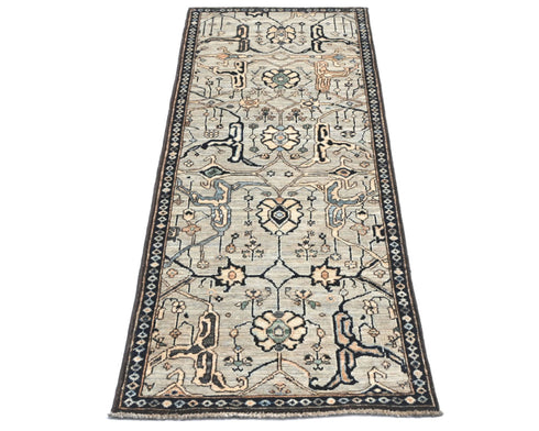6 Ft Silver Gray Aryana Afghan Hand Knotted Veg Dye Wool Runner Rug