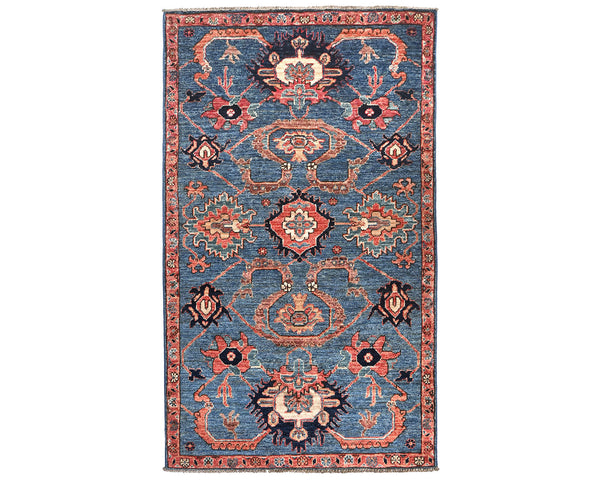 3x5 Blue Aryana Afghan Hand Knotted Veg Dye Wool Area Rug