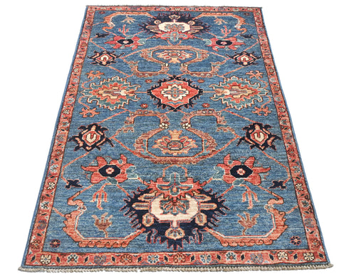 3x5 Blue Aryana Afghan Hand Knotted Veg Dye Wool Area Rug