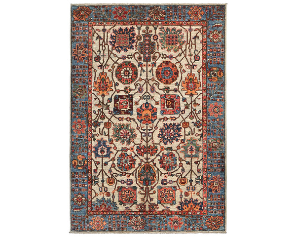 4x6 Gray Blue Aryana Afghan Hand Knotted Veg Dye Wool Area Rug