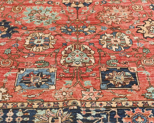 5x7 Rust Blue Aryana Afghan Hand Knotted Veg Dye Wool Area Rug