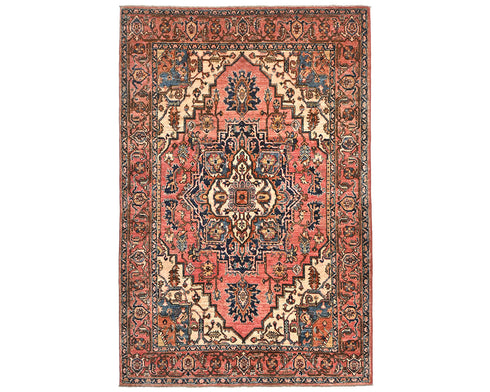 5x7 Rust Aryana Afghan Hand Knotted Veg Dye Wool Area Rug