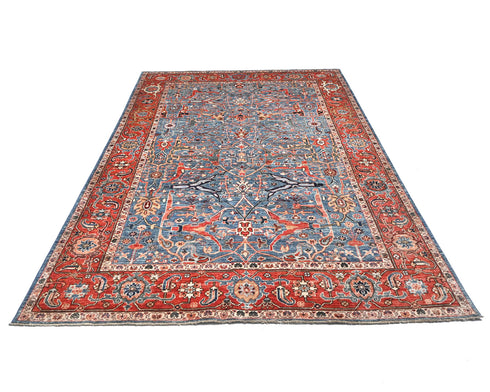 6x9 Blue Rust Aryana Afghan Hand Knotted Veg Dye Wool Area Rug