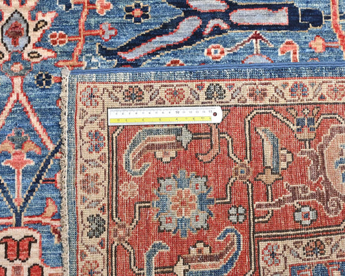 6x9 Blue Rust Aryana Afghan Hand Knotted Veg Dye Wool Area Rug