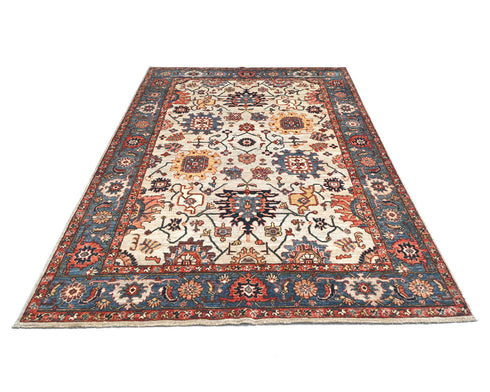 6x9 Aryana Gray Afghan Hand Knotted Veg Dye Wool Area Rug