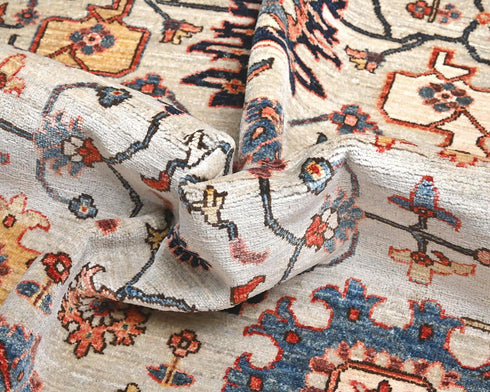 6x9 Aryana Gray Afghan Hand Knotted Veg Dye Wool Area Rug