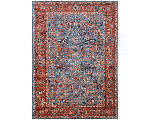 6x9 Blue Aryana Afghan Hand Knotted Veg Dye Wool Area Rug