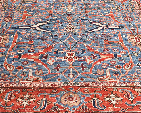 6x9 Blue Aryana Afghan Hand Knotted Veg Dye Wool Area Rug