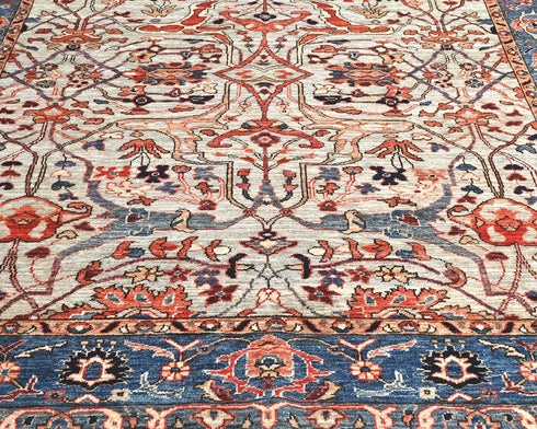 6x9 Gray Blue Aryana Afghan Hand Knotted Veg Dye Wool Area Rug