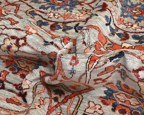 6x9 Gray Blue Aryana Afghan Hand Knotted Veg Dye Wool Area Rug