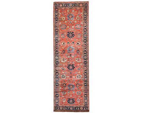 4x12 Rust Aryana Afghan Hand Knotted Veg Dye Wool Runner Rug