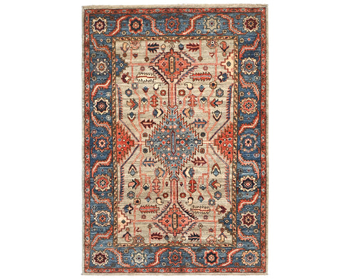 4x6 Gray Blue Aryana Afghan Hand Knotted Veg Dye Wool Area Rug