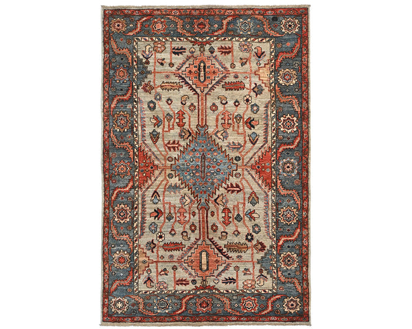 4x6 Gray Blue Aryana Afghan Hand Knotted Veg Dye Wool Area Rug