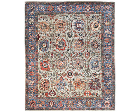 8x10 Gray Blue Aryana Afghan Hand Knotted Veg Dye Wool Area Rug