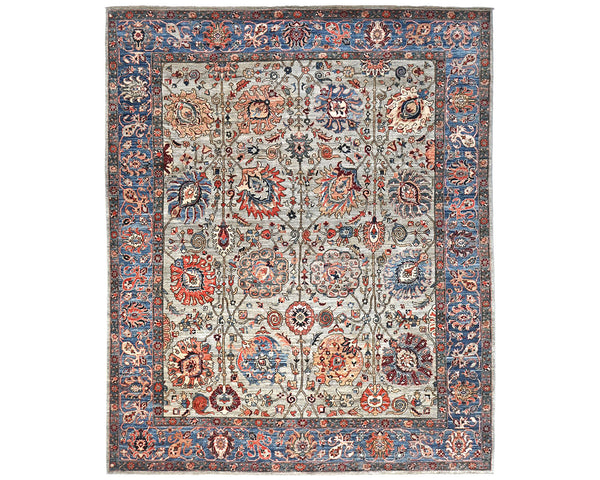 8x10 Gray Blue Aryana Afghan Hand Knotted Veg Dye Wool Area Rug