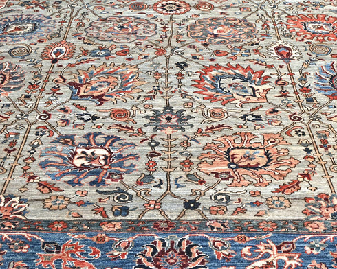 8x10 Gray Blue Aryana Afghan Hand Knotted Veg Dye Wool Area Rug