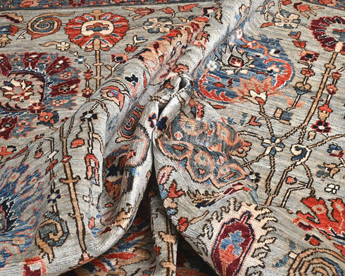 8x10 Gray Blue Aryana Afghan Hand Knotted Veg Dye Wool Area Rug