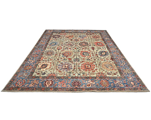 8x10 Gray Blue Aryana Afghan Hand Knotted Veg Dye Wool Area Rug