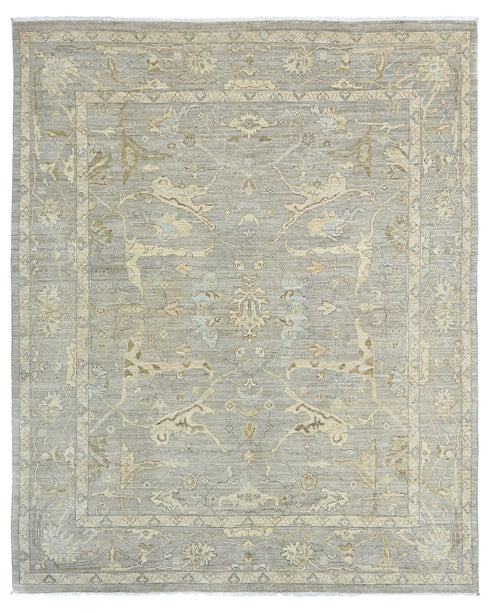 Gray 8x10 Turkish Oushak Handmade Traditional Organic Dye Wool Area Rug