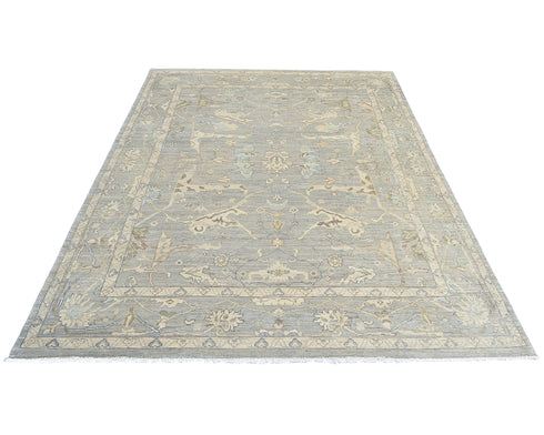 Gray 8x10 Turkish Oushak Handmade Traditional Organic Dye Wool Area Rug