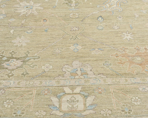 8x10 Feet Olive Green Turkish Oushak Handmade Traditional Wool Area Rug