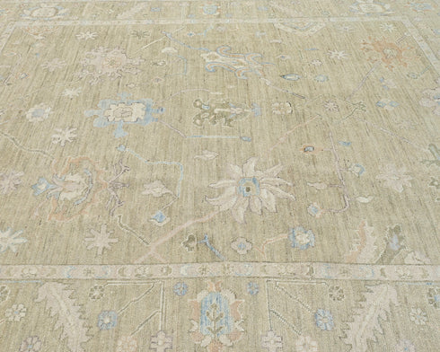 8x10 Feet Olive Green Turkish Oushak Handmade Traditional Wool Area Rug