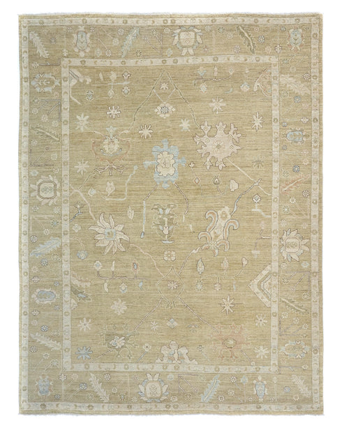 Soft Brown 9x12 Oushak Turkish Hand Knotted Traditional Soft Wool Area Rug