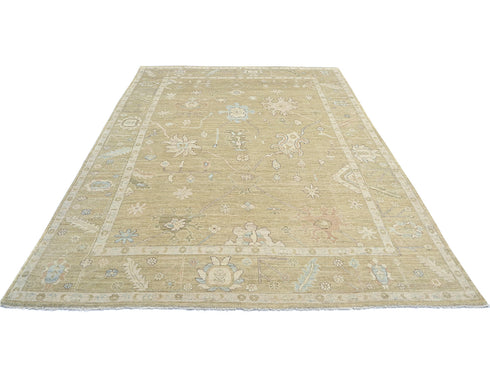 Soft Brown 9x12 Oushak Turkish Hand Knotted Traditional Soft Wool Area Rug
