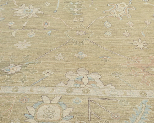 Soft Brown 9x12 Oushak Turkish Hand Knotted Traditional Soft Wool Area Rug