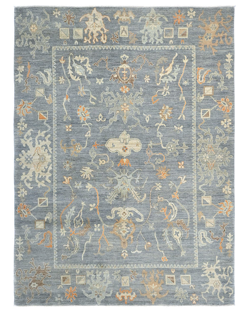 9x12 Gray Oushak Turkish Handmade Oriental Soft Wool Area Rug
