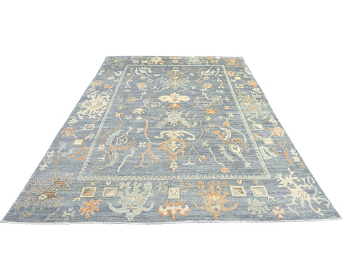 9x12 Gray Oushak Turkish Handmade Oriental Soft Wool Area Rug