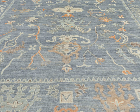 9x12 Gray Oushak Turkish Handmade Oriental Soft Wool Area Rug