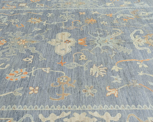 9x12 Gray Oushak Turkish Handmade Oriental Soft Wool Area Rug