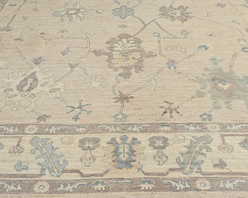 Alfombra tradicional turca Oushak de lana suave anudada a mano, color gris, de 9 x 12 pulgadas