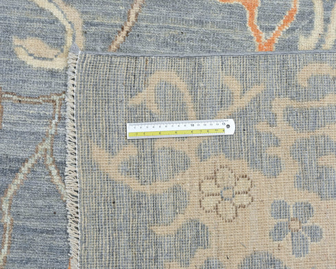 9x12 Charcoal Gray Oushak Turkish Hand Knotted Floral Veg Dye Wool Area Rug