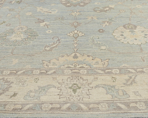 9x12 Feet Silver Oushak Turkish Handmade Traditional Soft Wool Area Rug