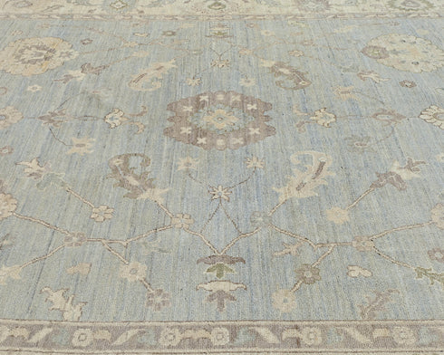 9x12 Feet Silver Oushak Turkish Handmade Traditional Soft Wool Area Rug