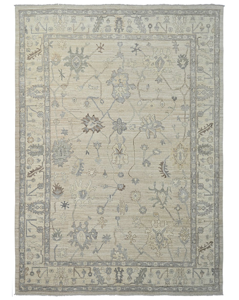 10x14 Gray Oushak  Turkish Hand Knotted Soft Wool Area Rug