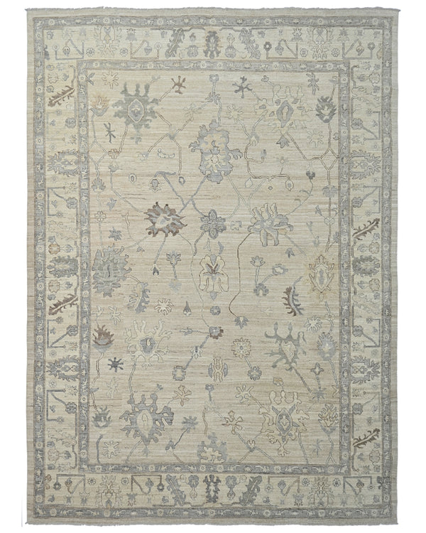 10x14 Gray Oushak  Turkish Hand Knotted Soft Wool Area Rug