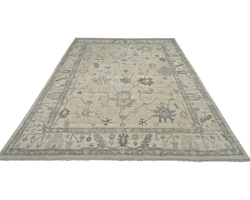 10x14 Gray Oushak  Turkish Hand Knotted Soft Wool Area Rug