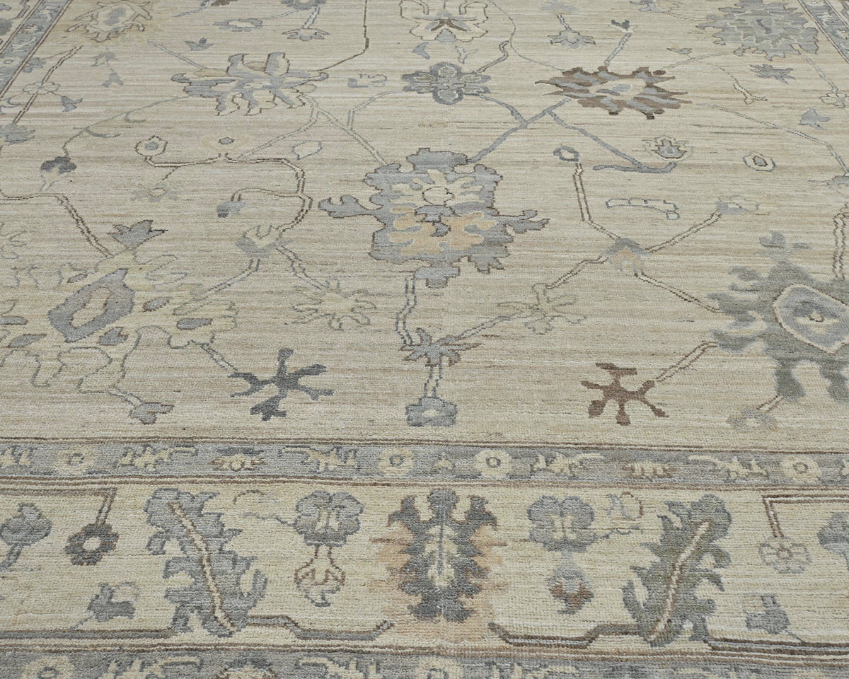 10x14 Gray Oushak Turkish Hand Knotted Soft Wool Area Rug