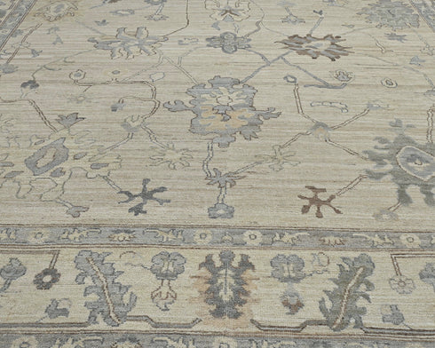 10x14 Gray Oushak  Turkish Hand Knotted Soft Wool Area Rug