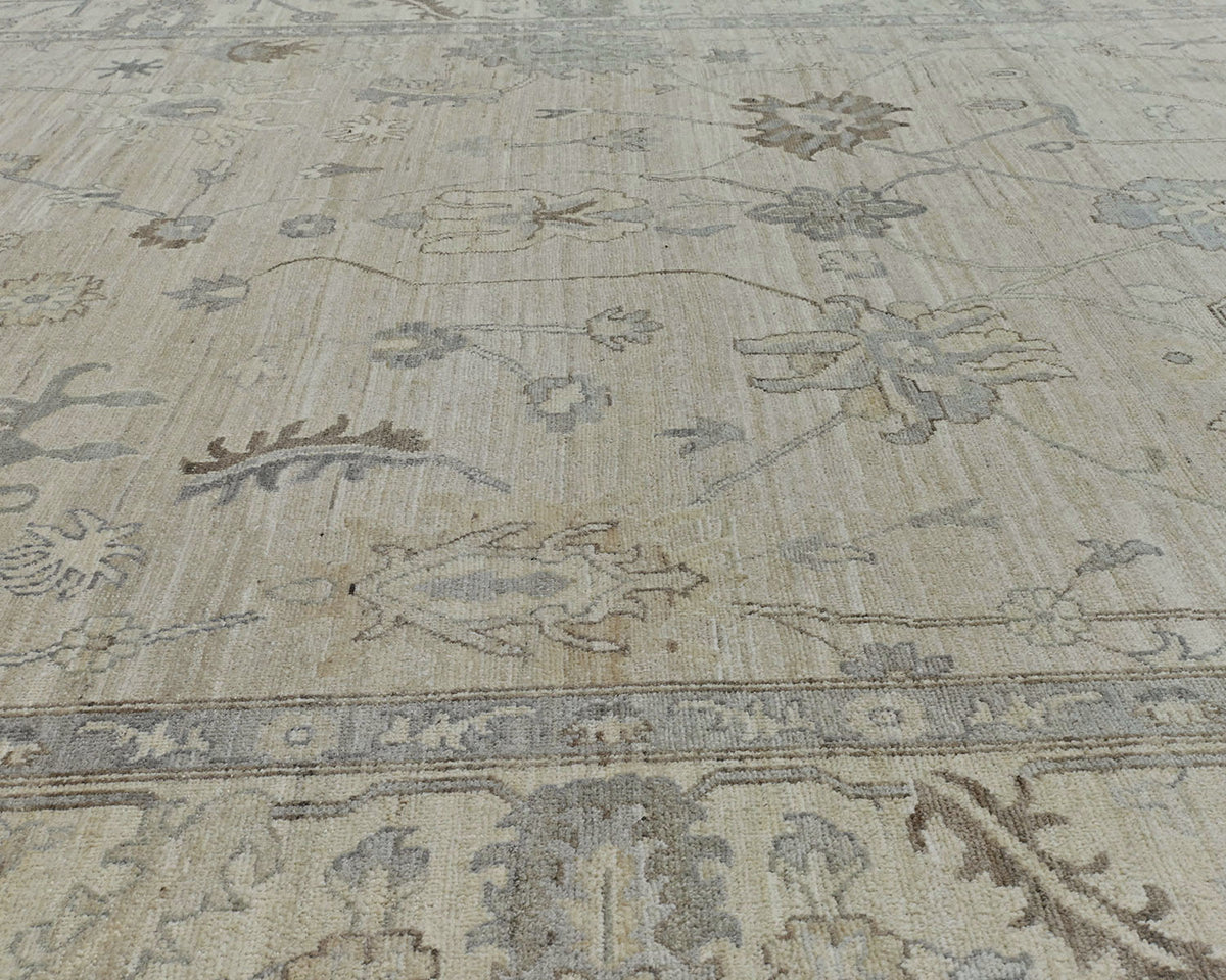 10x14 Gray Oushak Turkish Hand Knotted Soft Wool Area Rug